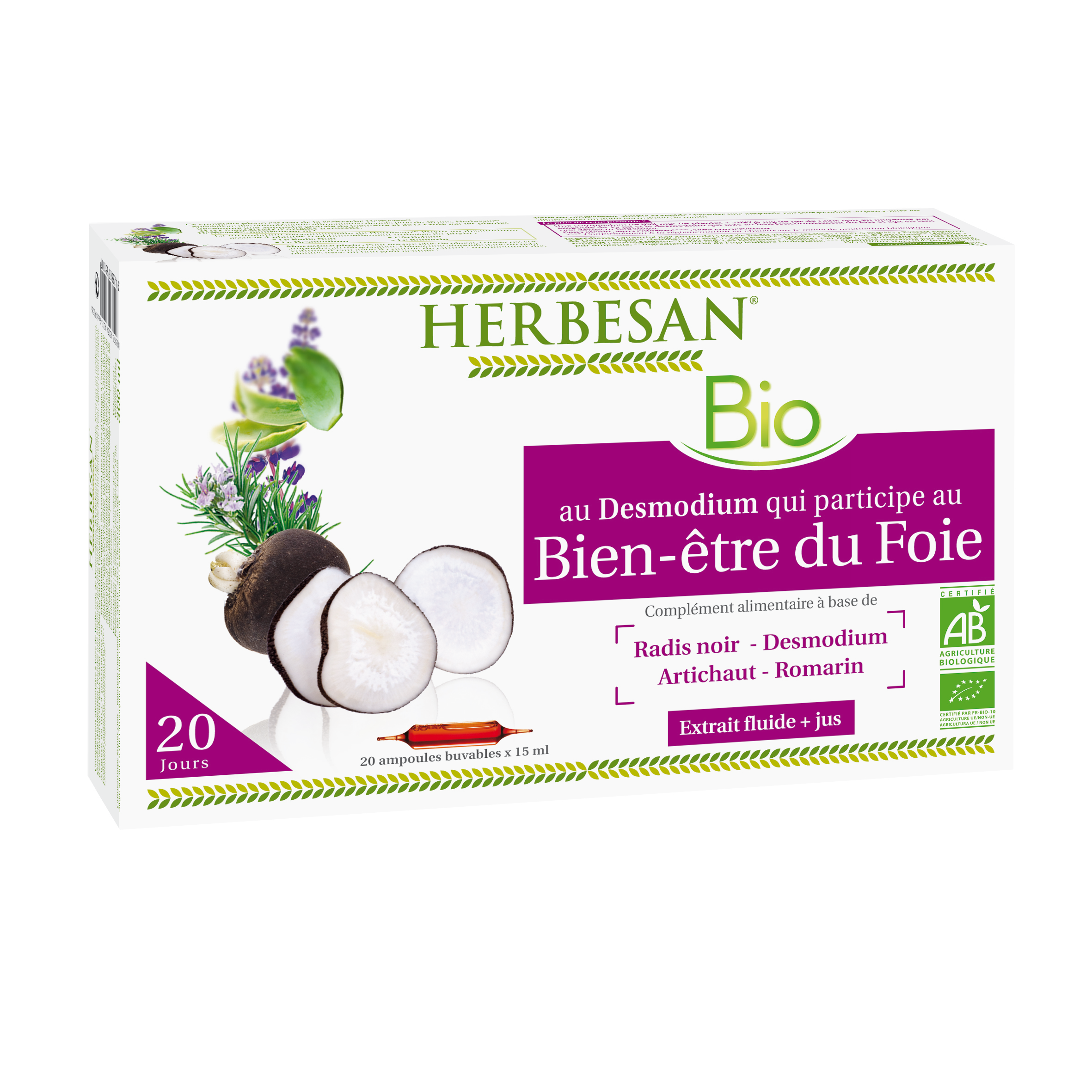 Lot De 2x20 Ampoules Radis Noir Artichaut Bio Digestion Et Foie - ORFITO