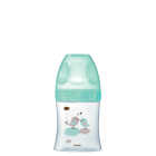 Biberon Initiation+ Anti-Colique VERRE 150ml VERT OISEAUX 0-6 mois tétine ronde 3 vitesses débit 1