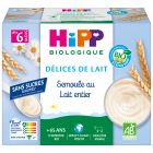 DÉLICES DE LAIT SEMOULE AU LAIT ENTIER BIO COUPELLES 4X100G - DÈS 6 MOIS