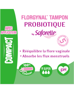 FLORGYNAL TAMPON PROBIOTIQUE AVEC APPLICATEUR COMPACT SUPER BOITE DE 9