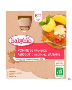 BABYBIO GOURD POM/ABR/BAN 4X90