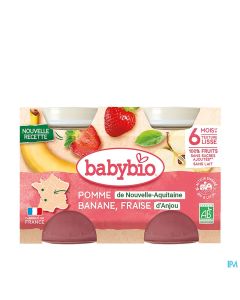 BABYBIO BANANE/FRAISE MENTH 2X130G