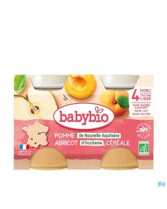 BABYBIO POMM/ABRICO/CEREALE 2X130G