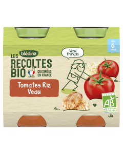 BLEDINA LES RECOLTES BIO Tomates Riz Veau 2x200g Dès 6 Mois