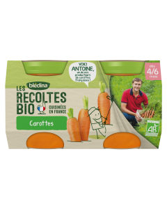 BLEDINA LES RECOLTES BIO Carottes 2x130g Dès 4/6 Mois