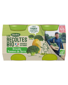 BLEDINA LES RECOLTES BIO Brocolis Pommes de Terre 2x130g Dès 4/6 Mois