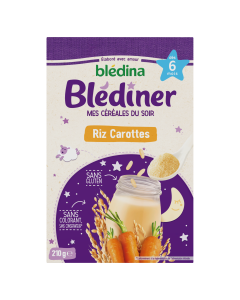 BLEDINA BLEDINER CEREALES Riz Carottes 210G dès 6 mois