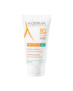 A-DERMA Fluide solaire visage matifiant SPF50+ PROTECT AC 40 ml