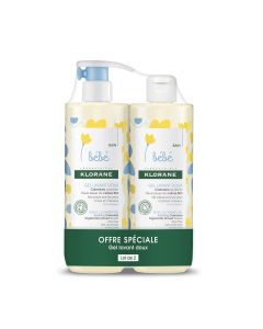 Klorane - Bébé - Gel lavant doux au Calendula apaisant Corps et cheveux - Peau normale - Offre spéciale duo 2X500ml