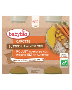 Carotte Butternut de notre Ferme Poulet fermier de nos Régions Riz Bio