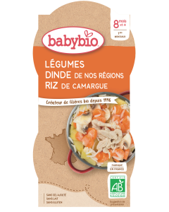 Légumes Dinde de nos Régions Riz de Camargue Bio