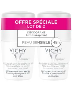 LOT*2 Déodorant Anti-Transpirant 48H - Roll-On Peau Sensible 2 x 50 ml