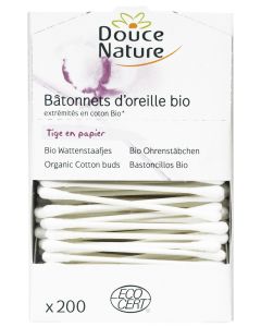 batonnets d'oreilles coton bio 200 unités