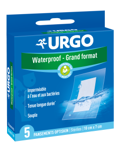 URGO - Pansement Waterproof - Imperméable Compresse anti-adhérente - Grand Format - 5 pansements