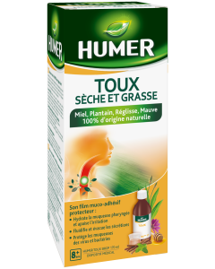 Humer - Sirop toux - Miel plantain réglisse - Soulage la toux sèche et grasse - 170 ml