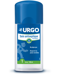 Urgo - Spray Antiseptique Chlorhexidine - Ne pique pas, respecte les peaux sensibles - Dès 3 ans - 100ml