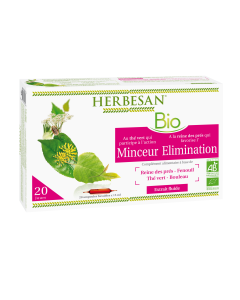 HERBESAN THE VERT REINE DES PRES MINCEUR ELIMINATION BIO Reine des prés, Fenouil, Thé vert, Bouleau - 20 ampoules de 15ml