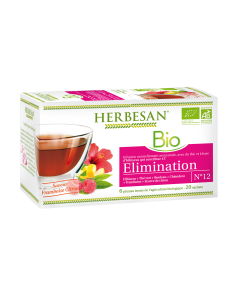 HERBESAN INFUSION HIBISCUS ELIMINATION BIO Hibiscus, Thé vert, Bouleau, Chiendent - 20 sachets