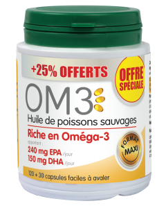 OM3 - Huile de poisson 120 capsules +25% Offert