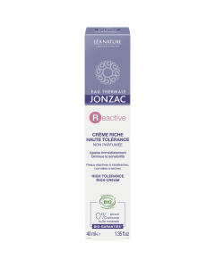 EAU THERMALE JONZAC / REACTIVE / CREME RICHE HAUTE TOLERANCE SANS PARFUM BIO**40ML
