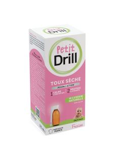 PETIT DRILL sirop 125ml+pipette, toux sèche enfant dès 12 mois, glycérol végétal, sans sucre, arôme fraise. Dispositif médical.