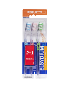 Pierre Fabre Oral Care - Elgydium - Brosse à dents Interactive médium Offre spéciale trio dont 1 offerte