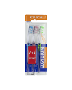 Pierre Fabre Oral Care - Elgydium - Brosse à dents Interactive Souple Offre spéciale trio dont 1 offerte