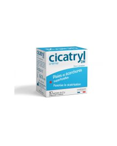 CICATRYL DM crème 10x2g, plaies et écorchures superficielles, accélère la cicatrisation, sans paraben. Dès 2 ans. Dispositif médical.