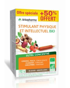 ARKOFLUIDES Stimulant Physique et Intellectuel bio 20 + 10 ampoules offertes