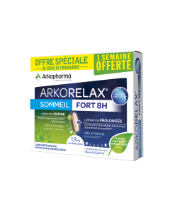 Arkorelax XL Sommeil Fort 8H Mélatonine, Valériane, 30 comprimés 1 SEMAINE OFFERTE