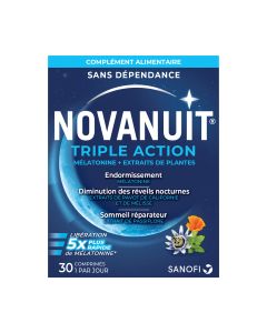 NOVANUIT TRIPLE ACTION - Complément Alimentaire - Sommeil - 30 comprimés