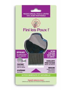 FINI LES POUX peigne acier dents micro-cannelées