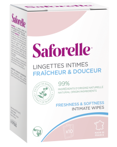 SAFORELLE LINGETTES INTIMES BOITE DE 10 SACHETS INDIVIDUELS NEW