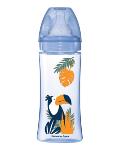 DODIE Biberon anti-colique - 330ml -  BLEU JUNGLE - Tétine Tonde 3 vitesses débit 3