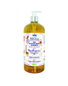 FREESENS Gel Douche Surgras Sans Savon Bébé Huile de Coco BIO  Fl. 1 Litre