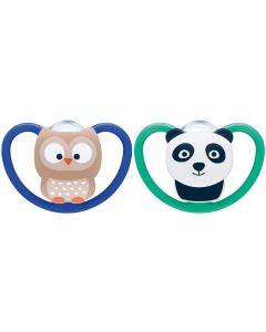 2 Sucettes SPACE 6-18m Hibou/ Panda