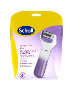 Scholl Râpe Pieds Electrique Rouleau 2 en 1 Exfoliant et Lissant et Piles Incluses