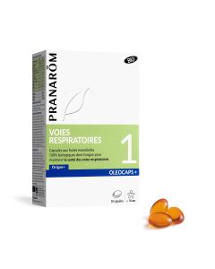 Pranarom - Oléocaps 1 - Voies Respiratoires - Aux Huiles Essentielles Ciblées - Origan Vulgaire Et Citron - 100% Naturelle Et Bio - HECT - 30 Capsules Prédosées