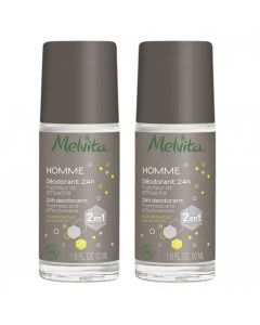 MELVITA HOMME DEODORANT 24H ROLL ON BIO 50ML X2