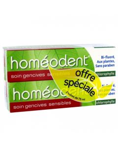 HOMEODENT SOIN GENCIVES SENSIBLES CHLOROPH 75ML X2