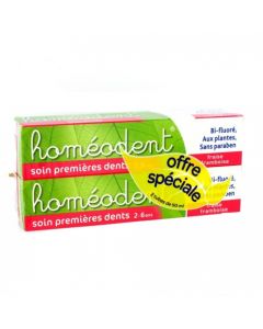 HOMEODENT SOIN PREMIERES DENTS FRAISE FRAM 50ML X2