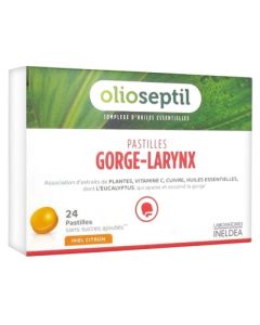 OLIOSEPTIL GORGE LARYNX PASTILLE MIEL CITRON 24