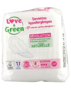 LOVE GREEN SERVIETTE HYPOALLERGENIQUE NORMAL 14