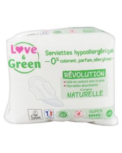 LOVE GREEN SERVIETTE HYPOALLERGENIQUE SUPER 12