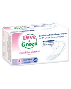 LOVE GREEN SERVIETTE INCONTINENCE HYPOAL NUIT 12