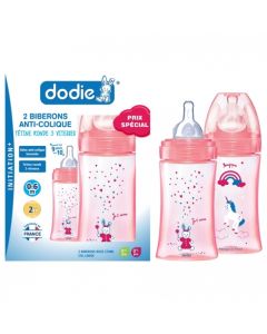 DODIE INITIATION+ BIBERON ROSE LICOR 0/6M 270ML X2