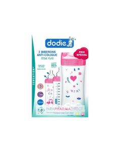 DODIE SENSATION+ BIBERON FUSHIA CYGNE +6M 330ML X2