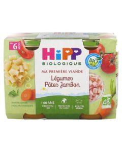 HIPP PETIT POT LEGUMES PATES JAMBON BIO 190G X2