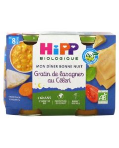 HIPP PETIT POT DINER NUIT LASAGN CELER BIO 190G X2