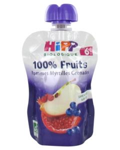 HIPP GOURDE POMME MYRTILLE GRENADE BIO 90G